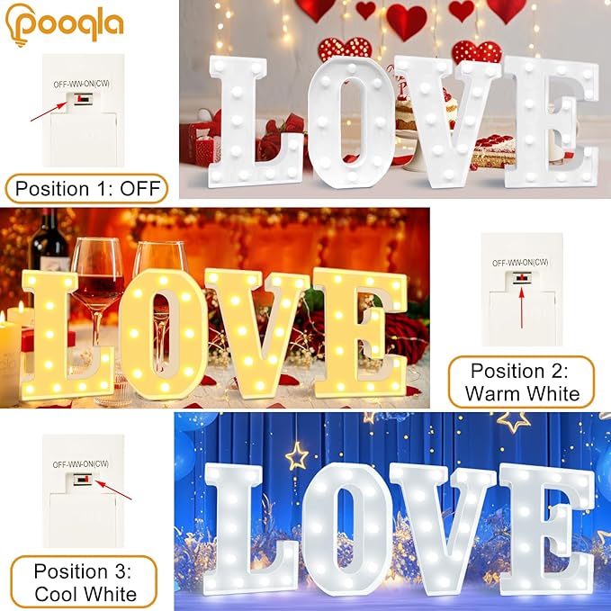 Pooqla LED Marquee Letter Lights, Warm White and Cool White Decorative Lighted Letters, Light Up Alphabet Letters for Boys Girls, Party, Wedding, Bar, Night Light, Birthday Decoration, Letter R