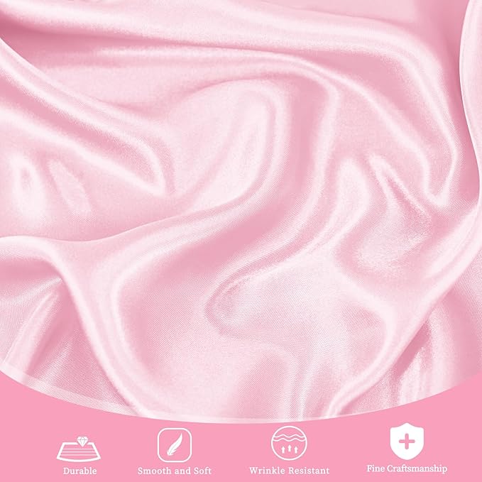 fani 12 Pack 108 Inch Light Pink Satin Tablecloth - Silky Round Tablecloth Overlay Smooth Fabric Table Cover, Bright Table Decoration for Wedding Party Banquet Events Restaurant Kitchen Dining