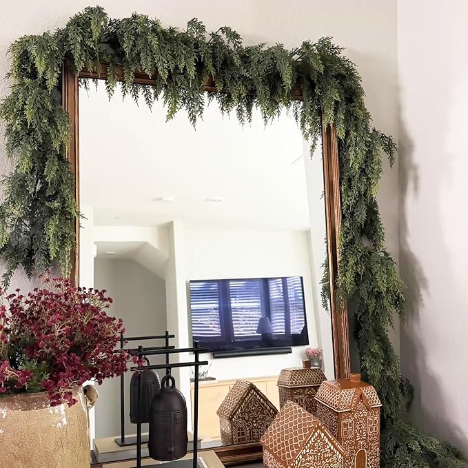 Garland Artificial Cedar, 2 Pieces 6 Ft Green PE Christmas Decor