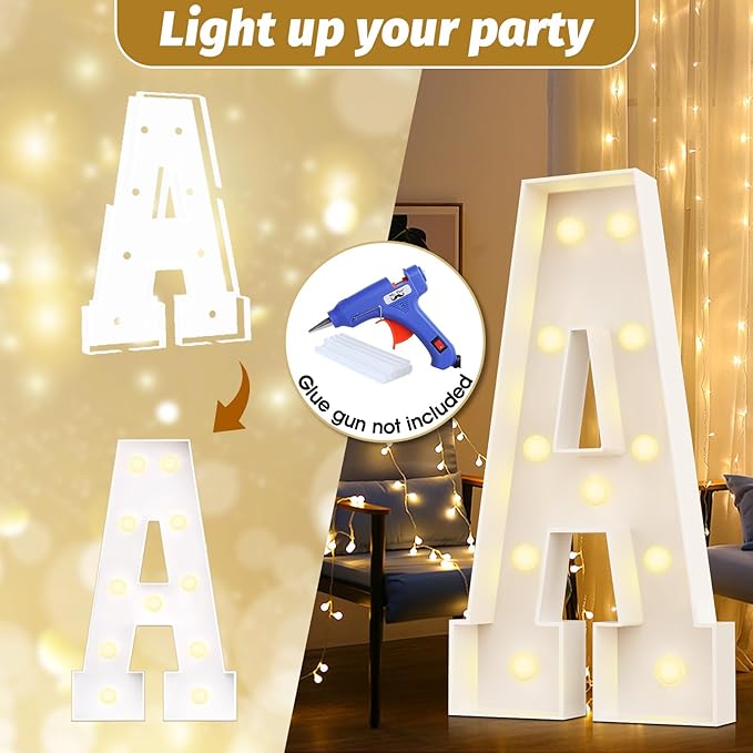 Marquee Letter Sign Set, 4 Ft Light Up Foam Board, Battery or USB Powered