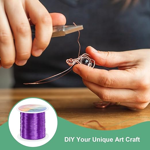2-Rolls 0.3mm Jewelry Wire, 28 Gauge 328FT Craft Wire Copper Beading Wire for Jewelry Making/Planting/Weaving/DIY Crafting, Soft Metal Wires [100M, Purple]