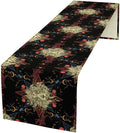 Boho Moon Lion Table Runner, Chinese Fish Phase of The Moon Sun Moon Table Runner for Kitchen Dining Table Home Party,13x120 Inch Black Red