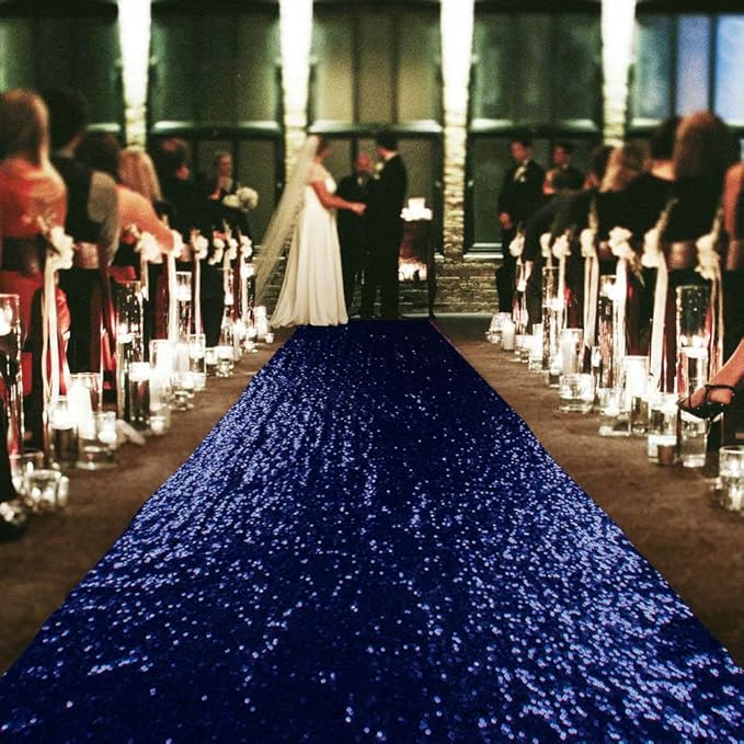 Sequin Aisle Runner, 1 Piece, 2 ft x 15 ft, Navy Blue Party Decor