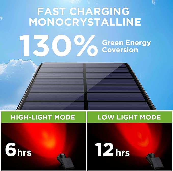 Solar Spotlights Set of 2, Red and Green Adjustable Outdoor Lights