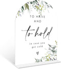 Greenery Wedding Blanket Sign, 6 x 8 Inch White Arch Acrylic Wedding Sign with Holder, Wedding Sign for Ceremony and Reception, Wedding Decoration, Wedding Supplies - LY30