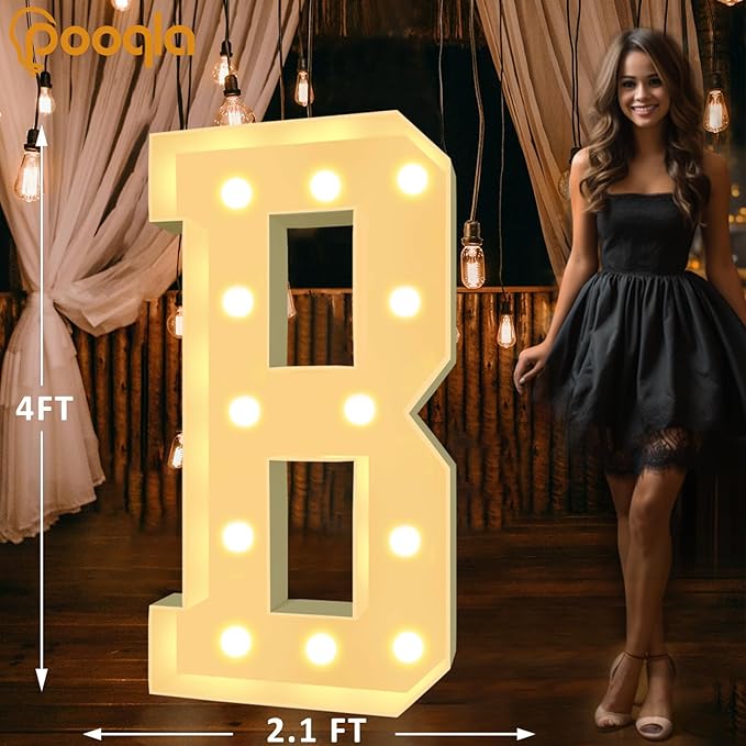 Party Decorations: 4 Ft Light Up Mosaic Letter with LED String Lights