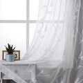 VISIONTEX White Sheer Voile Curtains, Decorative White Embroidery Faux Linen Rod Pocket Window Drapes for Home Kitchen, Living Room and Bedroom 54 x 72 Inch, Set of 2 Curtain Panels