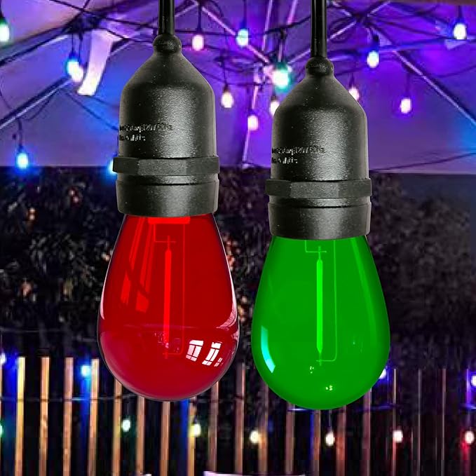 LED String Light Bulbs S14, 24 Pack, Red and Green, E26 Base