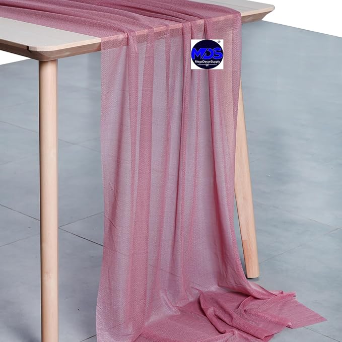 MDS Halloween Chiffon Table Runner - 12 Pack, 29 x 170 Inches, 14ft Each - Sheer Spooky Table Runners for Haunted House Parties, Trick-or-Treat Tables, Witchy Décor, Wedding & Events - mauva