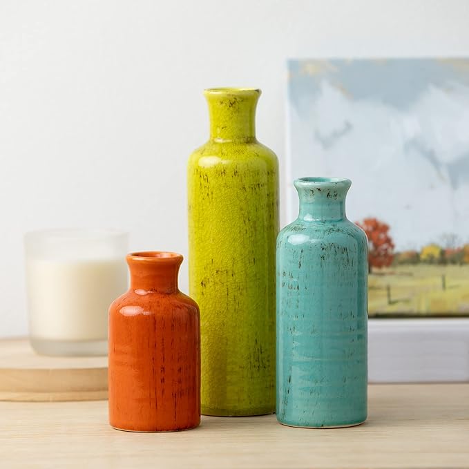Sullivans Vase Set, Farmhouse Decor, Vases for Your Kitchen, Bedroom, Office, Living Room Bathroom, Mantle & Shelf Home Decor, Centerpiece Table Decorations (CM2334)