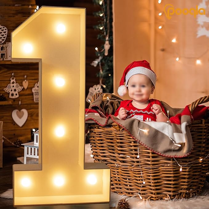 Party Decorations: 3 Ft Light-Up Mosaic Number with Adjustable White LED Lights