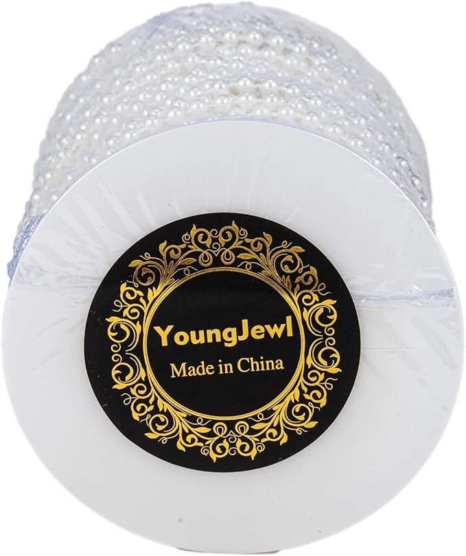 4mm Crafts Faux Pearl Beads Garland Pearl Bead Roll Strand of Pearls to Decorate Floral Centerpieces Wedding Party Favor Christmas Tree(131 Feet White)