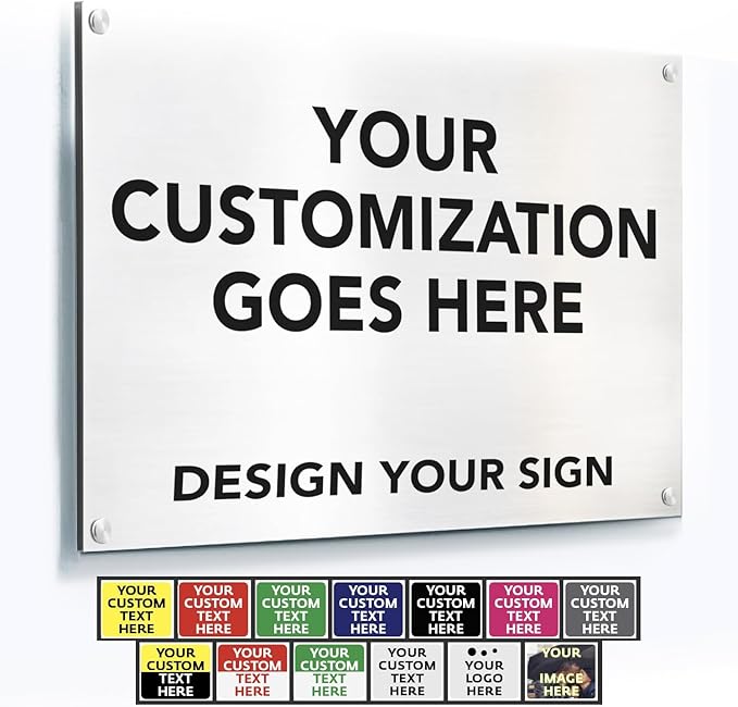 Custom Metal Signs, Personalized Aluminum, Customized Safety, Business Signs, Waterproof Outdoor, White Aluminum (White, 12x8 In)