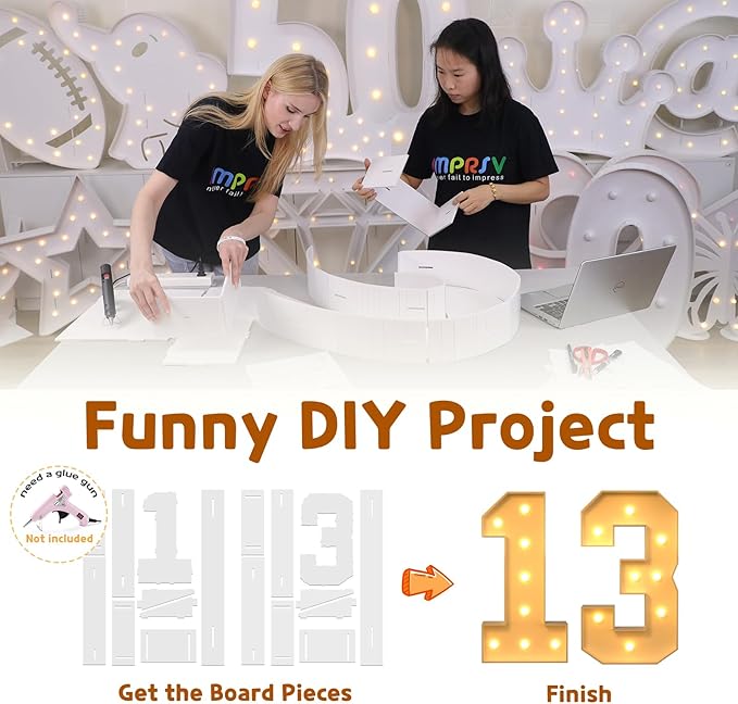 Event Party Supplies: 3-Foot Light Up Marquee Numbers with Foam Board Frames