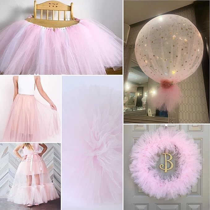 Light Pink Tulle Fabric Rolls 54 Inch by 10 Yards Fabric Tulle Bolt for Wedding Decorations Bouquet Wrapping DIY Tutu Baby Shower Table Skirt Birthday Party Craft Supplies