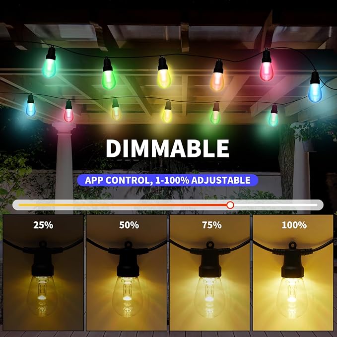 LED String Lights 75 FT Outdoor Patio Lights with App Control