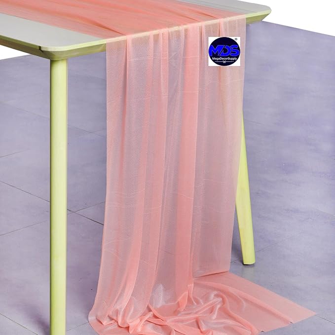 MDS Halloween Chiffon Table Runner - 10 Pack, 29 x 120 Inches, 10ft Each - Sheer Spooky Table Runners for Haunted House Parties, Trick-or-Treat Tables, Witchy Décor, Wedding & Events - Peach