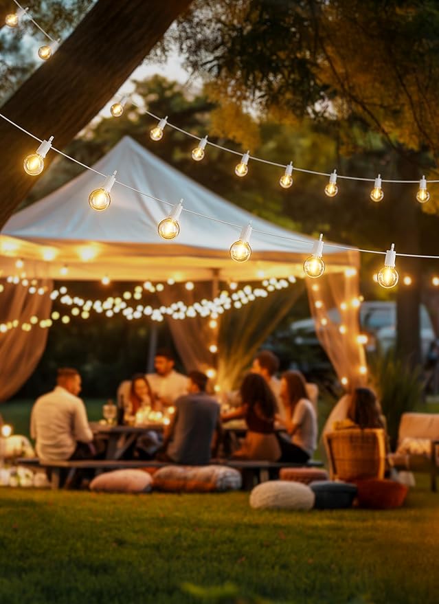 String Lights 69 Ft Dimmable Outdoor LED, 30 G40 Bulbs
