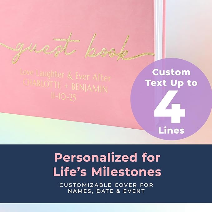 Guestbook with Lines for Parties, 110 Pages, Vegan Leather Cover
