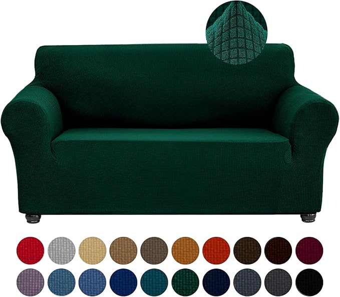 Sofa Slipcover for Loveseat in Hunter, Stretch Fit, Water Repellent
