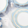 Disposable Party Plates, Blue Scalloped, BPA-Free Plastic, 100 Count