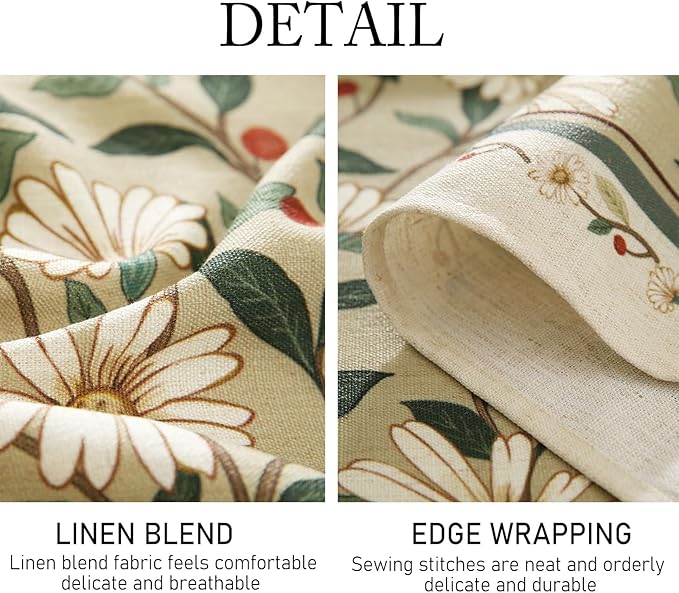 Rectangular Tablecloth, 55 x 71 Inch, Floral Linen-Polyester Blend