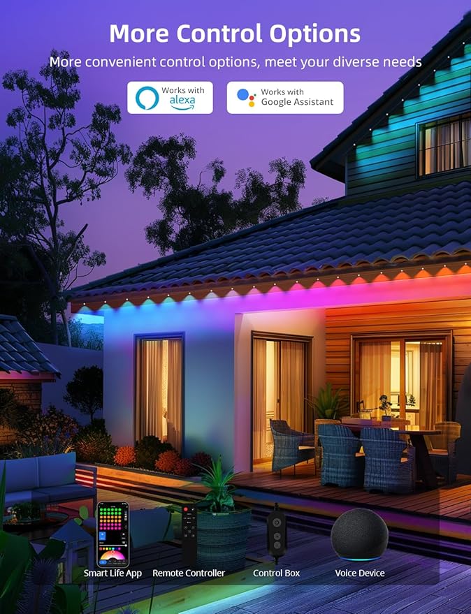 String Lights for Outdoor Use, 50 ft Black Smart Lights with 36 RGBW LEDs
