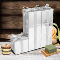 Silver Kraft Paper Favor Boxes 4x4x4 Inch with Ribbon and Tags, 50 Count