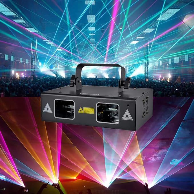 Stage Lights: Rectangular RGB Laser Party Light with Remote