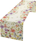 Floral Table Runner,Flowers Plant Print Spring Table Runner for Kitchen Dining Table Decoration for Home Party Decor 13x108 Inch