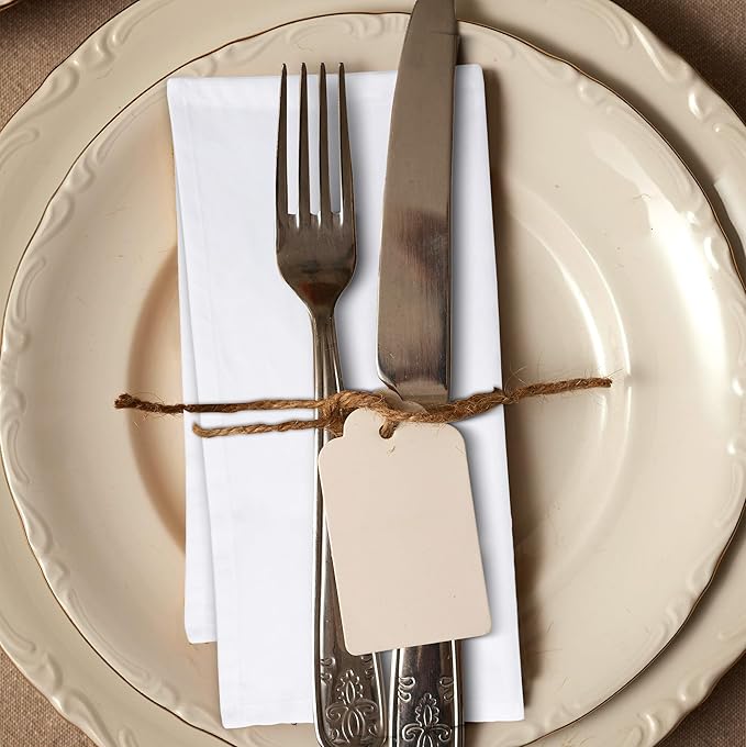 White Square Cotton Dinner Napkins, Set of 12, 18 x 18 Inch