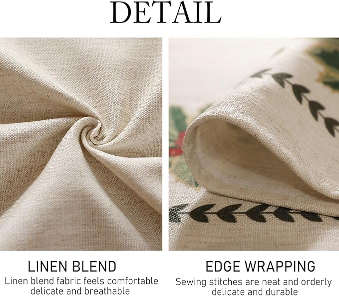 Rectangular Tablecloth 55 x 79 Inch Linen Blend Beige Floral