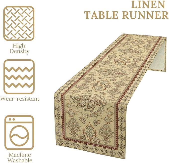 Vintage Farmhouse Flower Table Runner Boho Elegant Home Kitchen Table Dining Coffee Room Garden Party Wedding Decor 13x108in