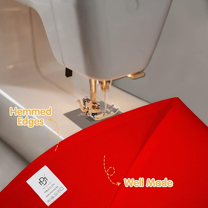 BRILLMAX 6 Pack Red Round Tablecloths 132 Inch - Circle Bulk Linen Polyester Fabric Washable Table Cloth Cover for Wedding Reception Banquet Birthday Party Buffet Restaurant