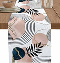 Modern Boho Cotton Linen Table Runner for Dining Kitchen, Wedding Outdoor Party Tablerunners Decoration, Abstract Bohemian Tropical Palm Leaf Dresser Scarf Coffee Tablecloth Runners 13x48 Inches