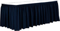 Ultimate Textile Pleat Polyester Fabric Table Skirt - Machine Washable Flame Resistant with Clips for Events, Weddings & Trade Shows, Cut & Sewn in Paterson, NJ - Navy, 7' Shirred Pleat