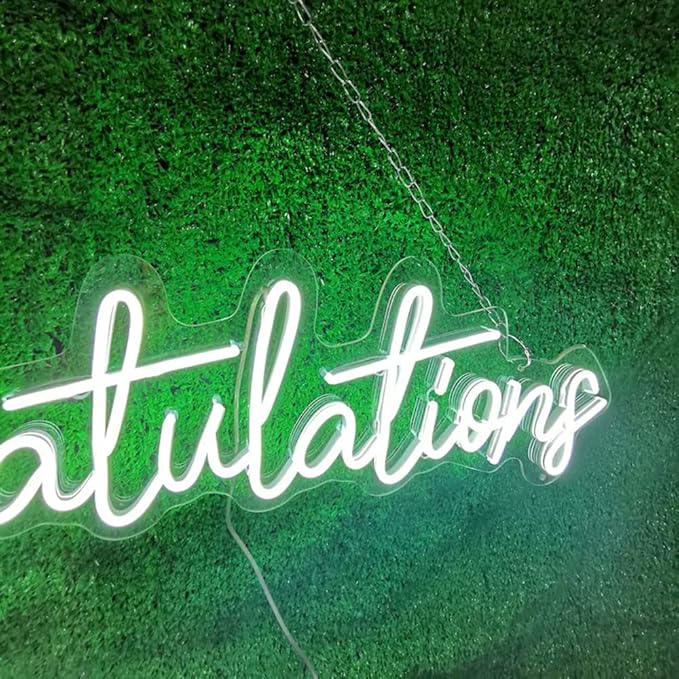 Lighted Neon Sign, USB Powered Congratulation Wall Decor for Parties