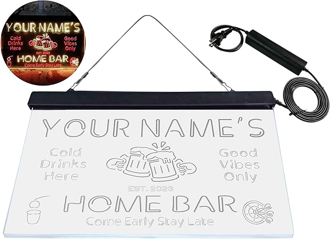 ADVPRO Personalized Your Name Custom Home Bar Beer Established Year Dual Color LED Neon Sign Red & Yellow 24 x 16 Inches st6s64-p1-tm-ry