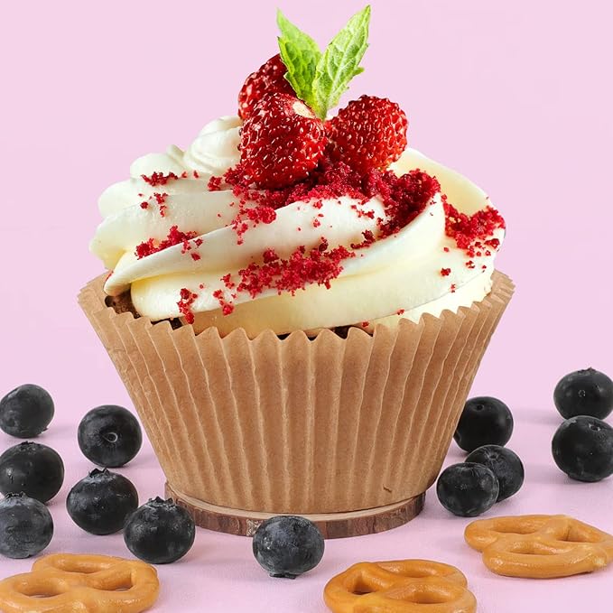 Caperci 150pcs Jumbo Muffin Liners for Baking - Natural Large Cupcake Liners, Unbleached Greaseproof Paper, Cupcake Wrappers for Party, Wedding, Birthday, Christmas