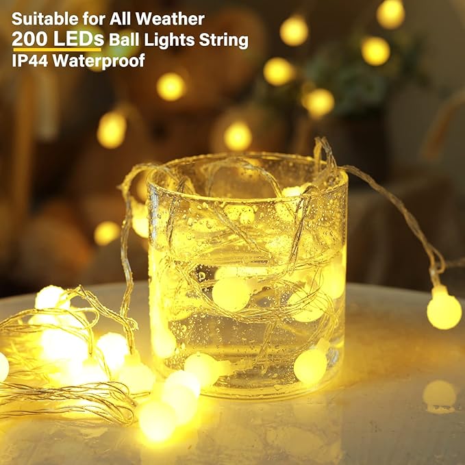 Indoor String Lights, 66 Ft Warm White Fairy Lights with 200 LEDs