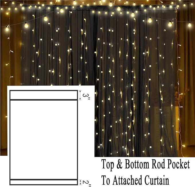 Outdoor Curtains, Black Mesh Panels, Waterproof, 2 Pack