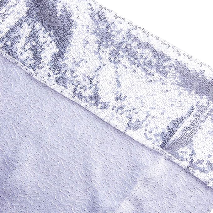 SquarePie Sequin Backdrop Non-Transparent Background Sparkly Curtain for Wedding Party 6FT x 6FT Silver