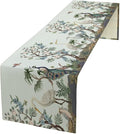 Peacock Table Runner,Retro Chinese Peonies Flowers Peacock Table Runner for Home Kitchen Dining Party Indoor Outdoor Decoration 13x90 Inch