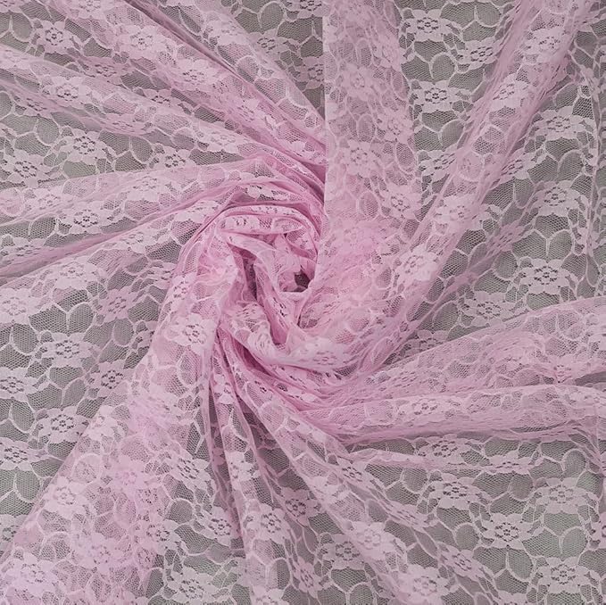 MDS Pack of 15 Wedding 12 x 108 inches Lace Table Runner for Wedding, Decorations for Birthday Parties, Banquets, Graduations, Engagements, and Runners fit Rectangle, Round Table- Blush Pink