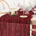 MLMW 10 Pack Christmas Table Runner Cheesecloth Burgundy Boho Cheese Cloth 160 inch Gauze Rustic Sheer Table Runner 13.3ft for Party Wedding Baby Bridal Shower Birthday