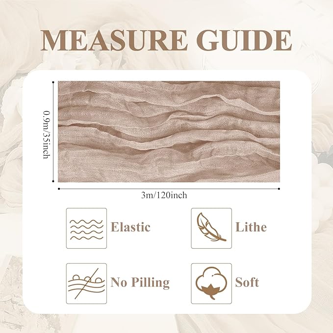 Asee'm 3pcs Cheesecloth Table Runner 120 Inches Long Nude Pink Boho Gauze Cheese Cloth Runner 10FT Rustic Sheer Table Runners for Christmas Wedding Party Baby Shower Spring Easter Decoration
