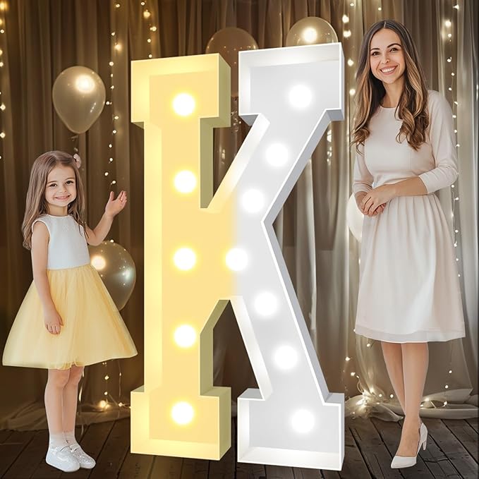 Light Up Marquee Letter K Wall Decor, 4 FT Warm or Cool White