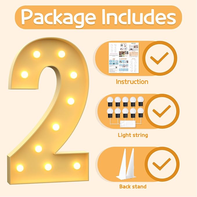 Balloons Number 2 Marquee Sign, 4 Ft Tall Light-Up Foam Board