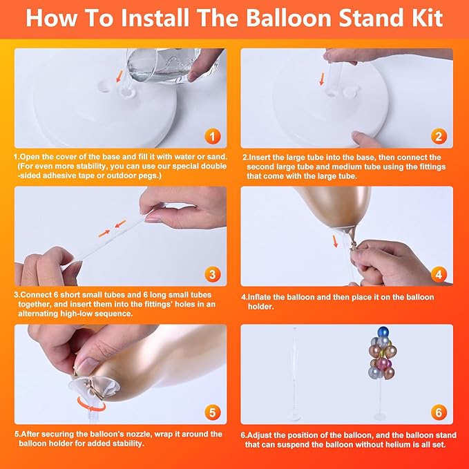 Balloon Arch Stand Kit, 4 Sets, 62 Inch Transparent PVC Poles