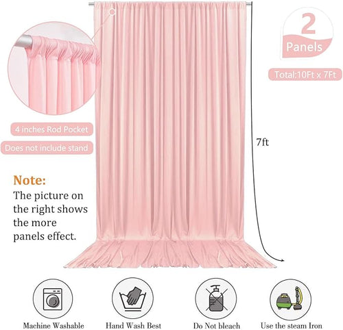 10 x 7 Feet Light Pink Backdrop Curtain for Partie, Background Curtains for Photoshoot, Birthday, Wedding, Halloween, Thanksgiving, Christmas, New Year Party Decorations 5Ft x 7Ft, 2 Panels